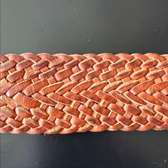 Vintage BOHO Moroccan Genuine Brown Leather Basket Weave Belt with Brass Buckle - Picture 5 of 13